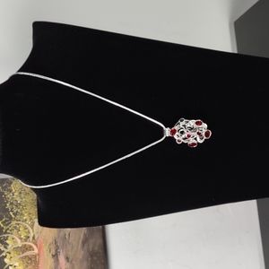 Sterling Silver "Freeform Garnets" Necklace